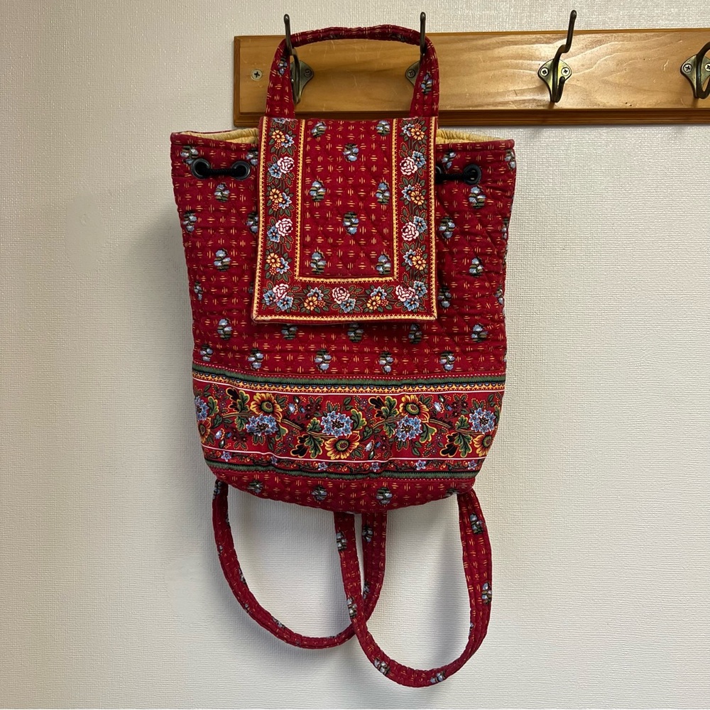 Vera Bradley Backpack Mimi Style Retired Provincial Red Quilted Purse